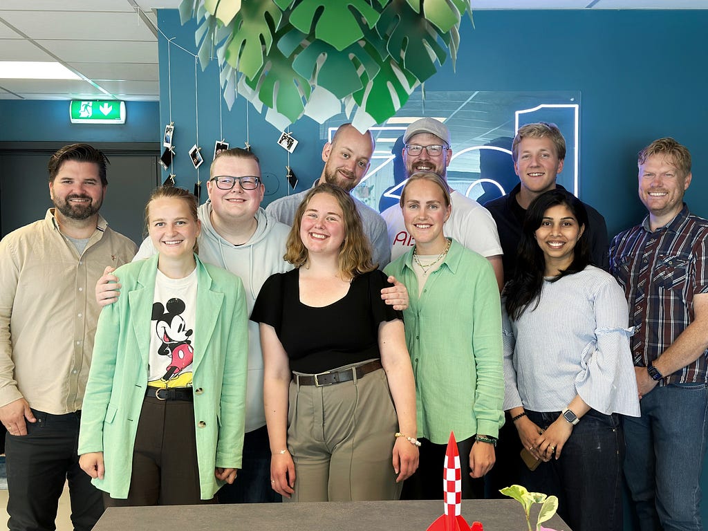 Hele teamet med sommerstudenter, 321-konsulenter og Aiba